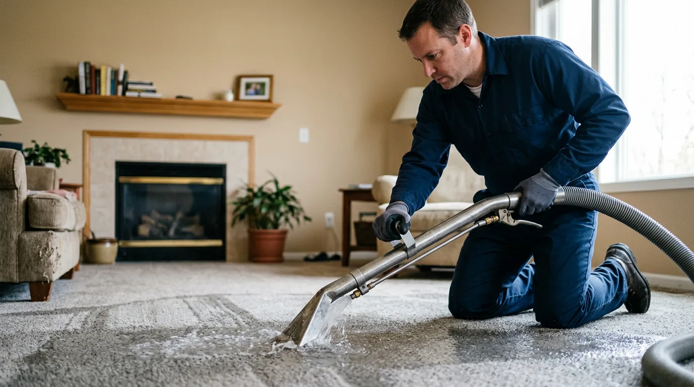 Water damage restoration technician working near Mirando City, TX